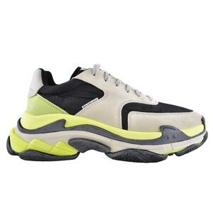 Balenciaga Mens Triple S V2 Black Grey Jaune Nylon Speed Trainer Sneaker 44 11